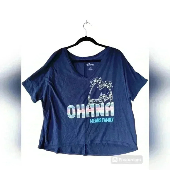 Disney Lilo & Stitch “Ohana Means Family” Blue High Low Top Size | XL - Picture 1 of 4